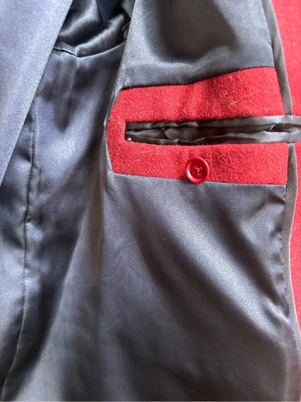 J. Crew Melton Wool Red Single-Button Boxy Pea Coat Jacket size 12 L - Picture 6 of 7
